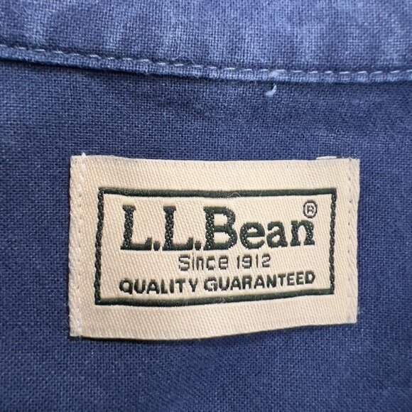 LL Bean Mens Large Regular Long Sleeve Button Up Blue Shirt - Picture 8 of 9